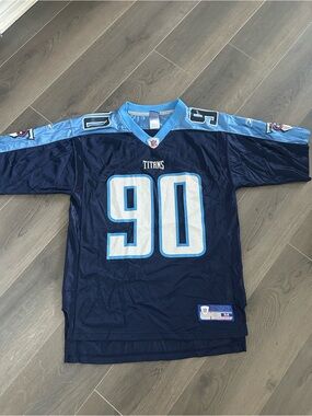 Vintage Tennessee Titans Navy Blue #90 Football Jersey